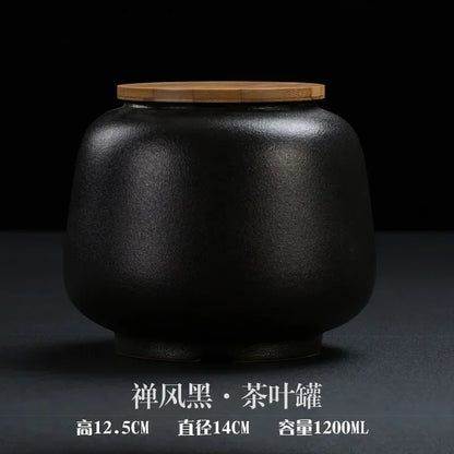 Retro Ceramic Tea Pot Sealed Pu'er Tea Container Chinese Tea Set Decor