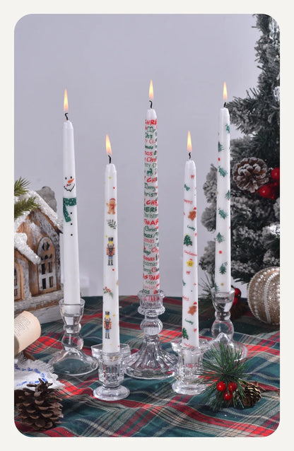 European Printed Long Taper Candles — Smokeless
