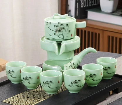8 Pcs Set Semi Automatic Tea Sets Chinese  Ceramic