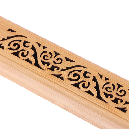 Bamboo Incense Burner Box with Ash Catcher Plate