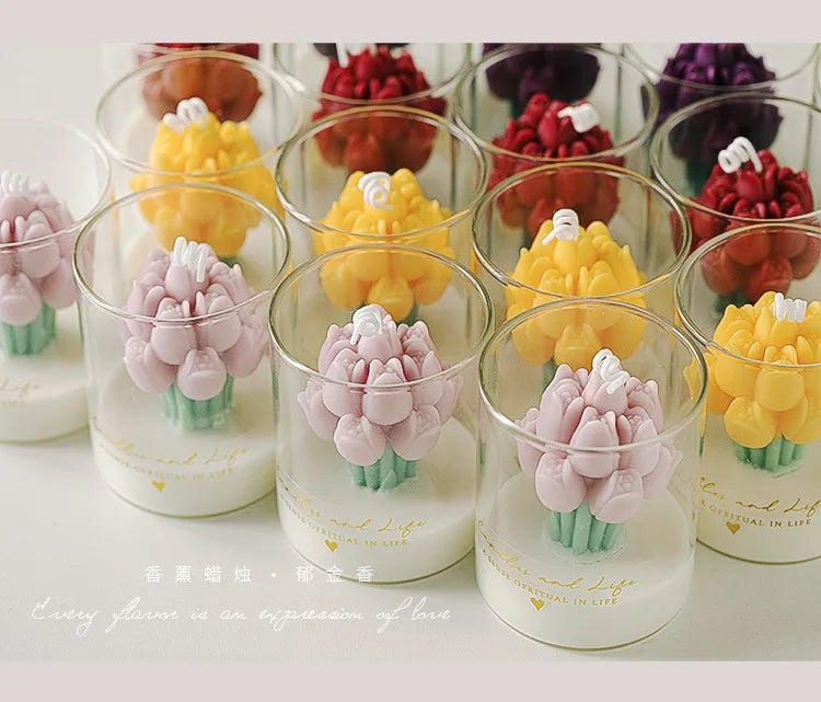 Handmade Tulip Bouquet Candle Scented Candle Aromatherapy Soy Wax Candle - Your Ritual Hub 