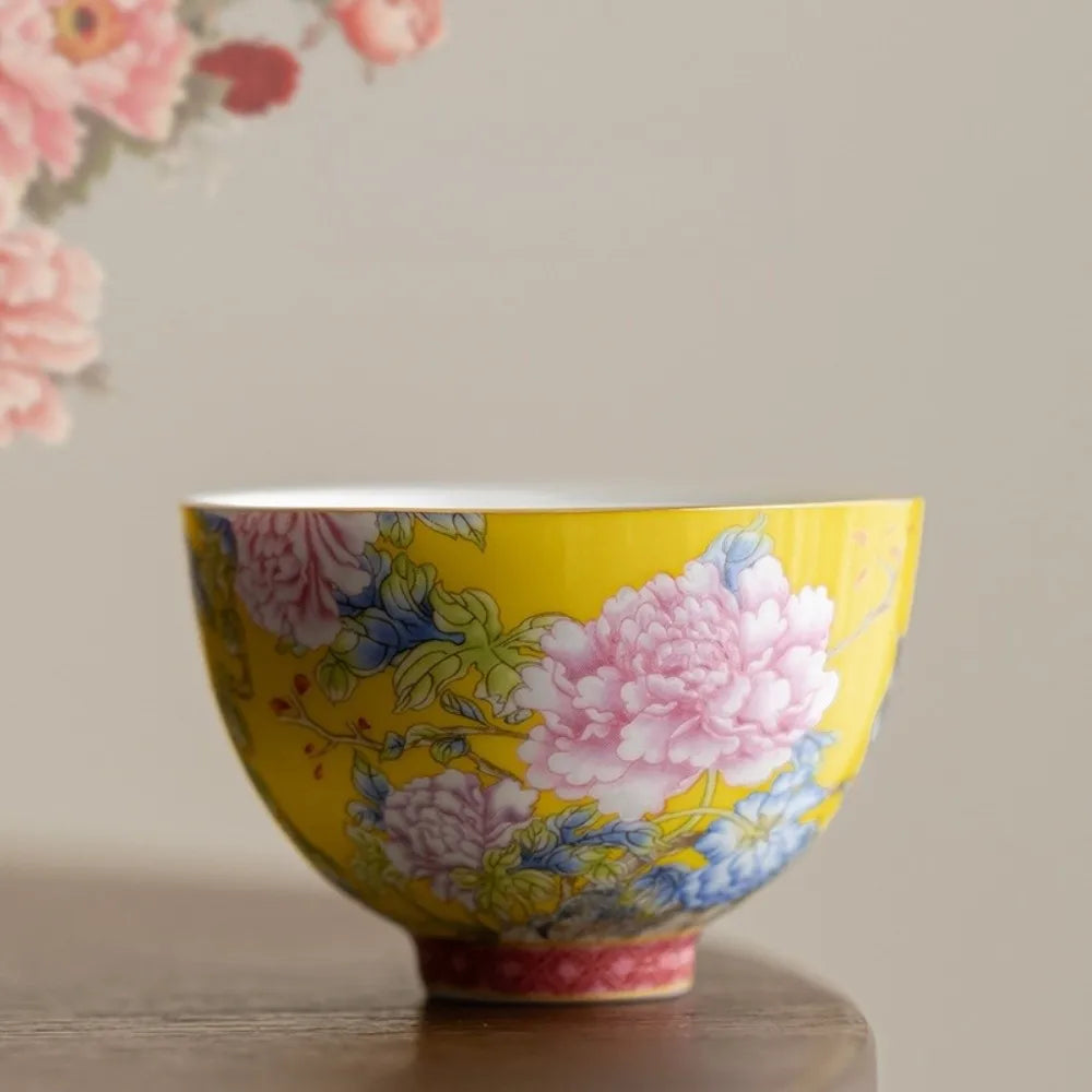 6pcs/set Kung Fu Tea Set Flower Tea Cup 65ml Chinese Style