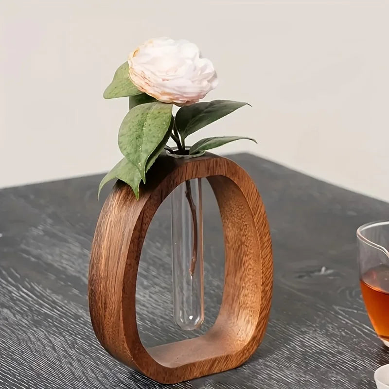 Walnut Wood Botanical Case/Vase.