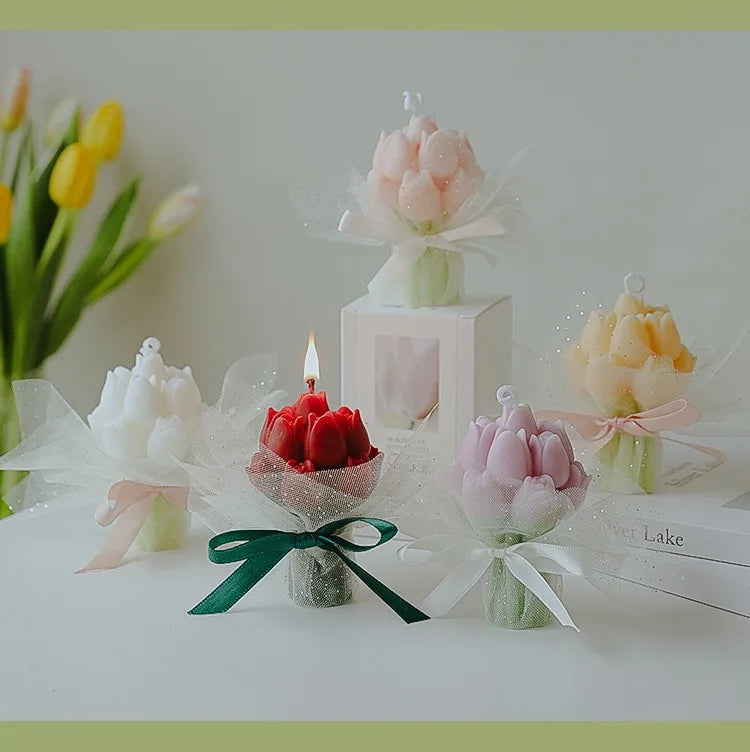 Handmade Tulip Bouquet Soy Wax Candle