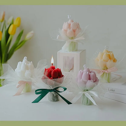 Handmade Tulip Bouquet Soy Wax Candle