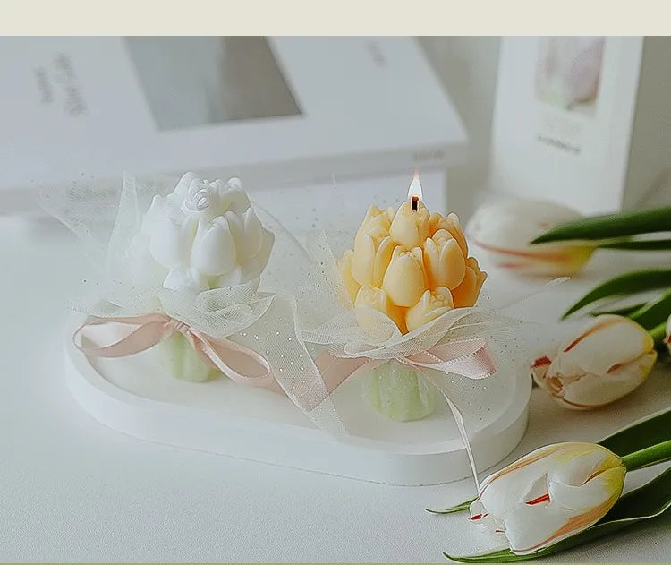 Handmade Tulip Bouquet Soy Wax Candle