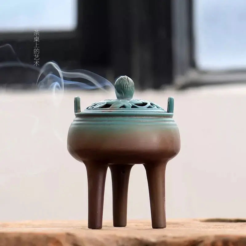 Ceramic Sandalwood Incense Burner — Buddha Tea Ceremony Decor