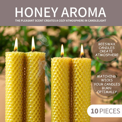 10-Pack Handmade Beeswax Honeycomb Taper Candles