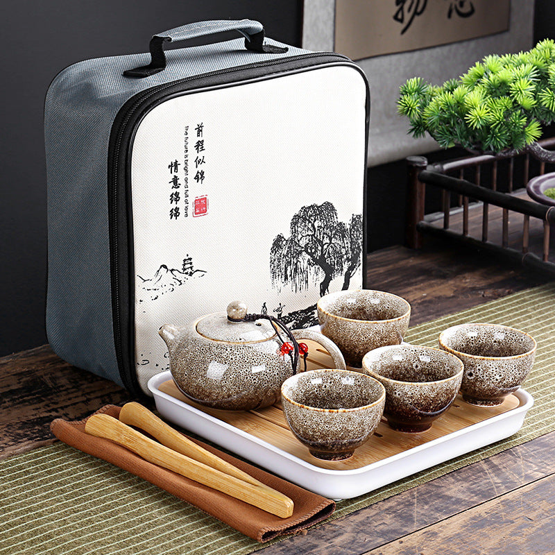 Travelling Bag 4 Cups Chinese Kung Fu Tea Set Travel Set Ceramic