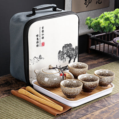 Travelling Bag 4 Cups Chinese Kung Fu Tea Set Travel Set Ceramic
