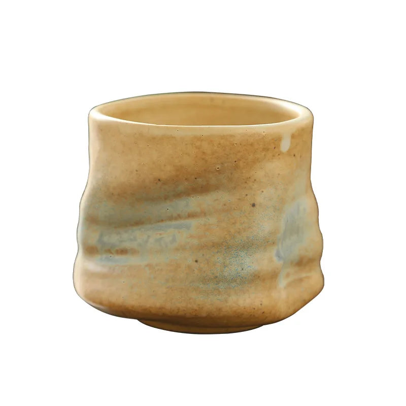 Handcrafted Rough Pottery Cup – Vintage Irregular Ceramic Espresso & Coffee Cup