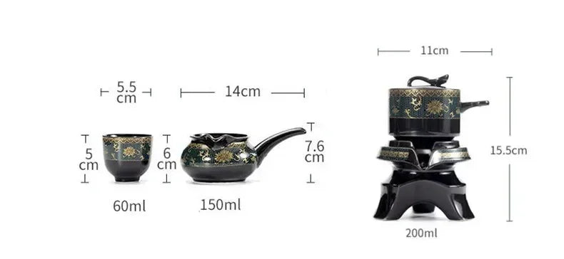 8 Pcs Set Semi Automatic Tea Sets Chinese  Ceramic