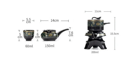 8 Pcs Set Semi Automatic Tea Sets Chinese  Ceramic