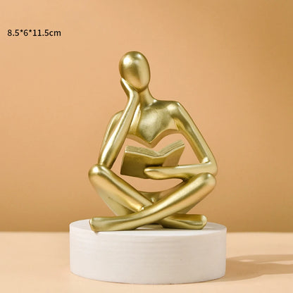 The Reader – Abstract Thinker Sculpture for Bookshelf, Desk & Altar Decor