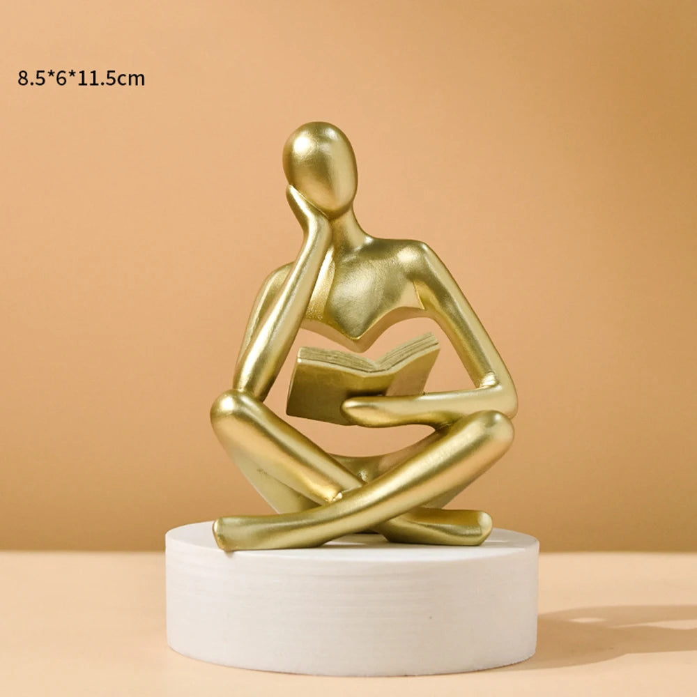 The Reader – Abstract Thinker Sculpture for Bookshelf, Desk & Altar Decor