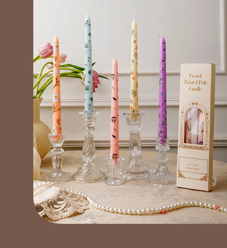European Printed Long Taper Candles — Smokeless