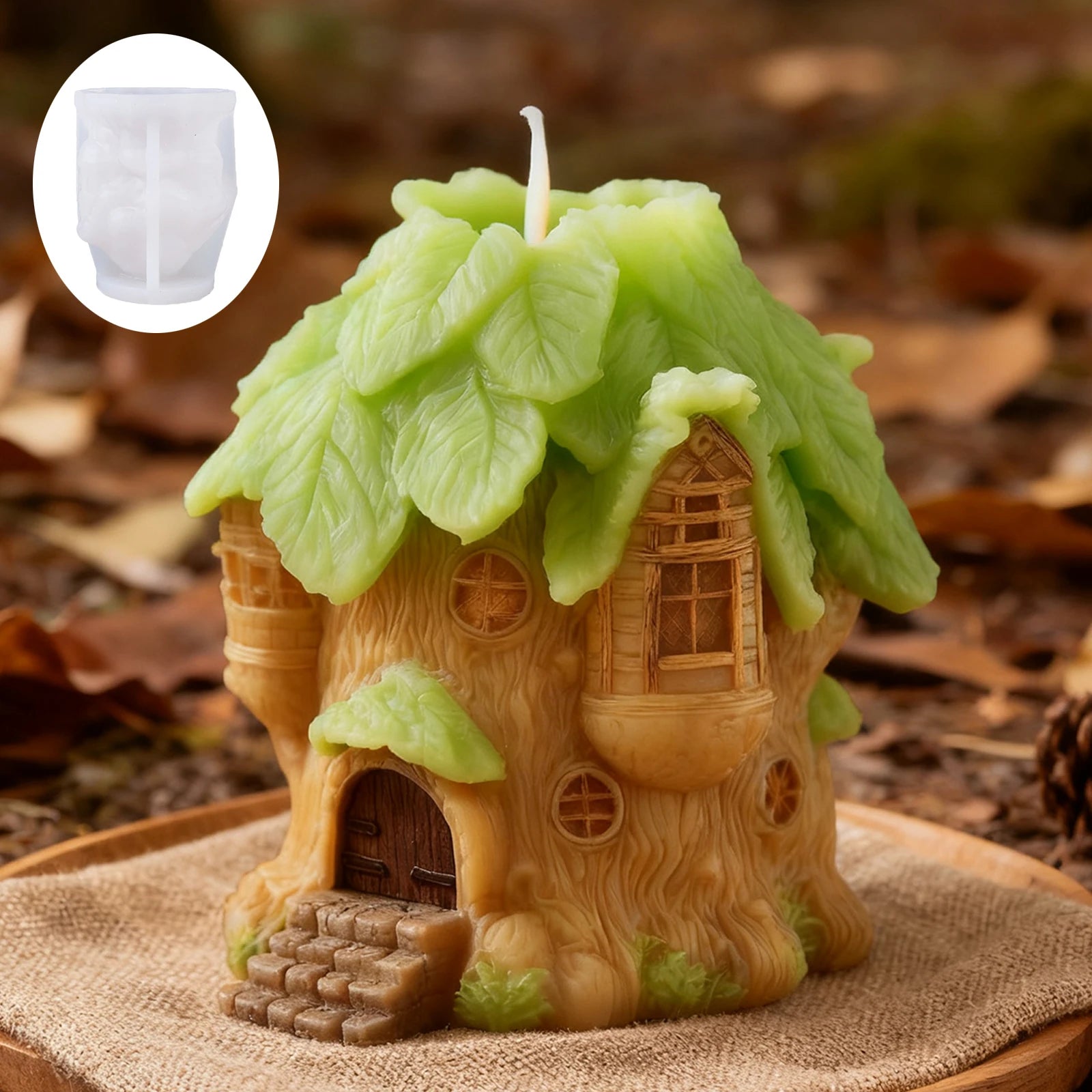 Forest-themed treehouse candle mold, 3D treehouse craft, homemade fairytale - Your Ritual Hub 