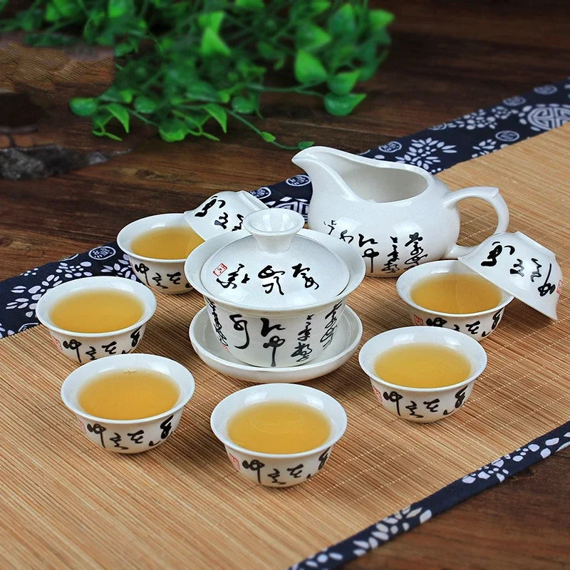 8 Cups Chinese Kung Fu Tea Set Ceramic Teapot Gaiwan Tea Cups Tea Tool - Your Ritual Hub 