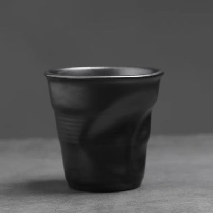 Coarse Pottery Coffee Cup   Hand Kneaded Pleated Cup Ceramic