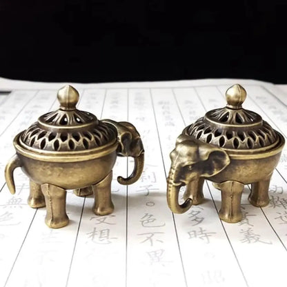 Elephant Lotus Incense Burner — Vintage Alloy Censer