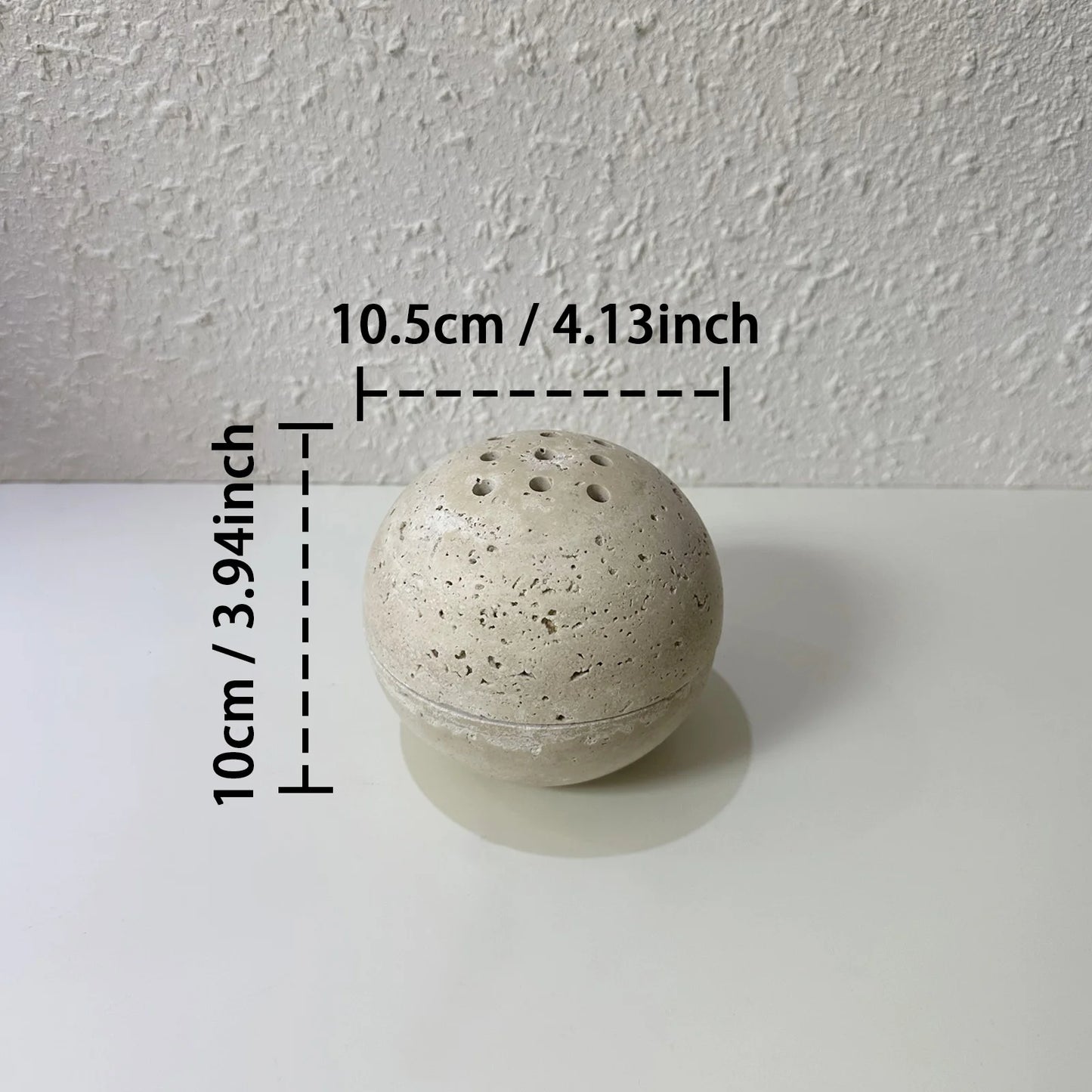 Travertine Marble Incense Burner Textured Spherical Aromatherapy