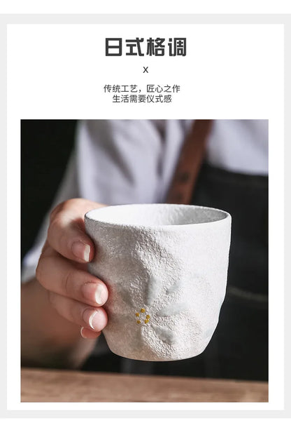 180ml Japanese tea cup coffee cup matcha handy retro ceramic coarse pottery cup