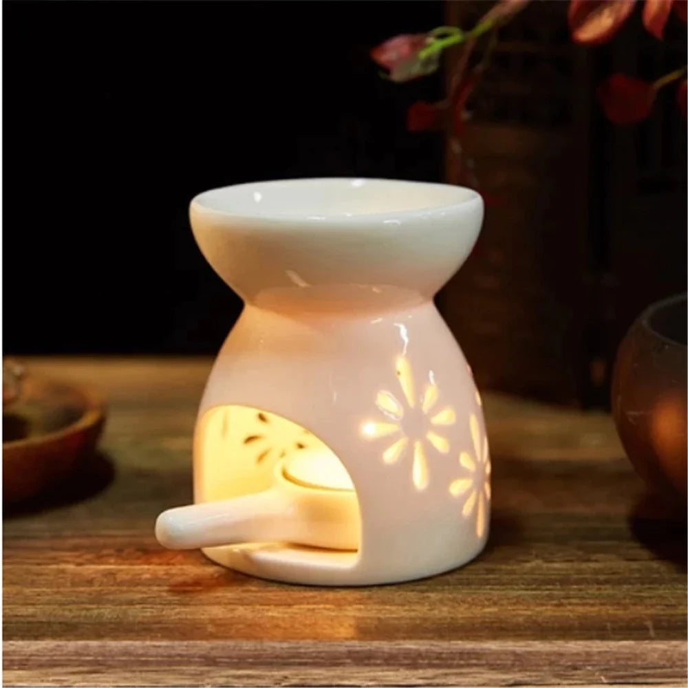 Ceramic Tealight Oil Burner & Fragrance Night Lamp - Your Ritual Hub 