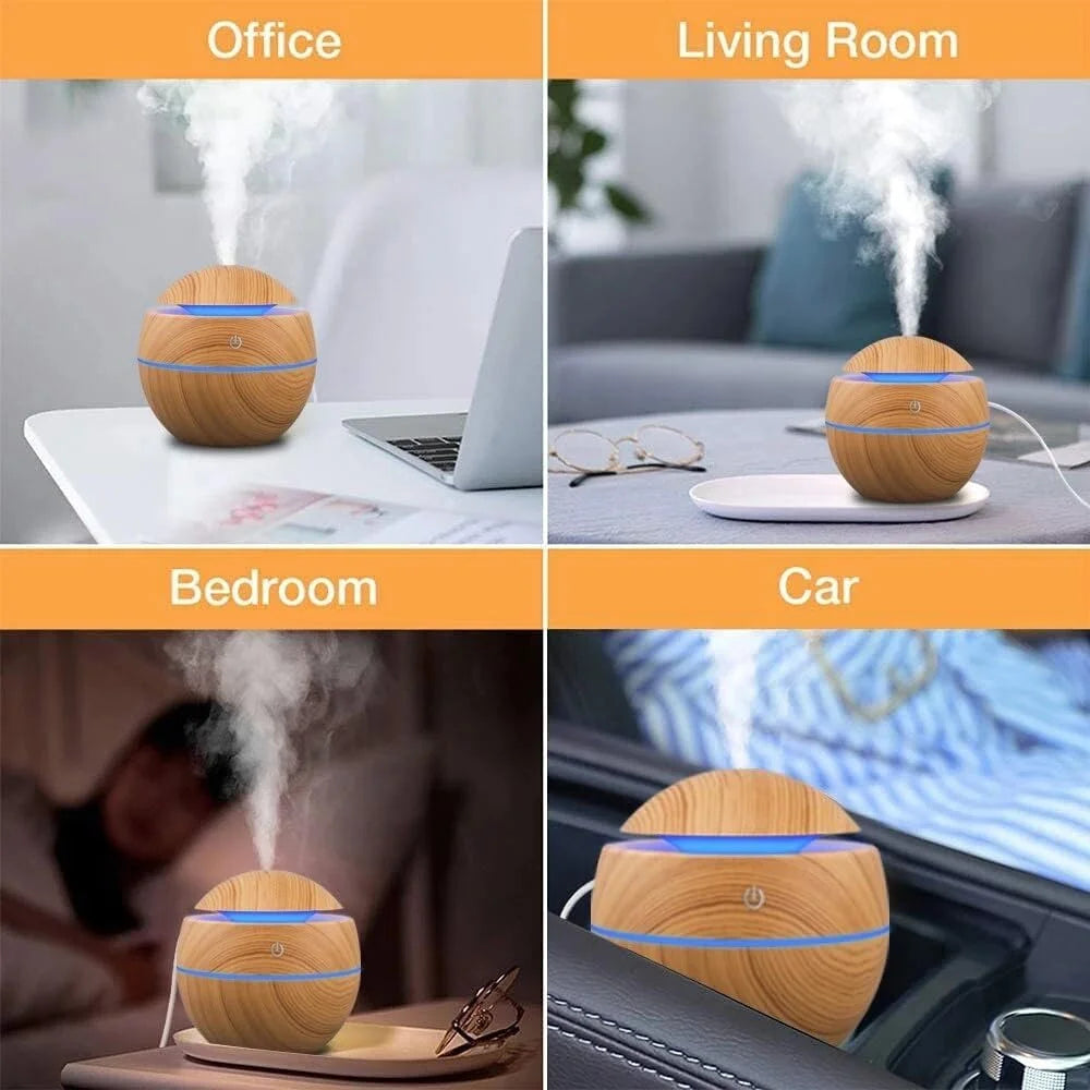 Humidifier Electric Air Aroma Diffuser Wood Ultrasonic Air Humidifier Essential Oil Aromatherapy - Your Ritual Hub 
