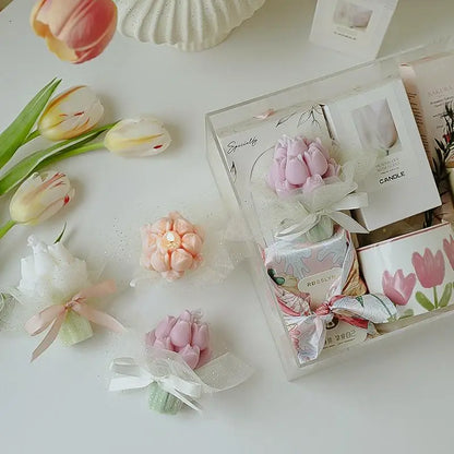 Handmade Tulip Bouquet Soy Wax Candle