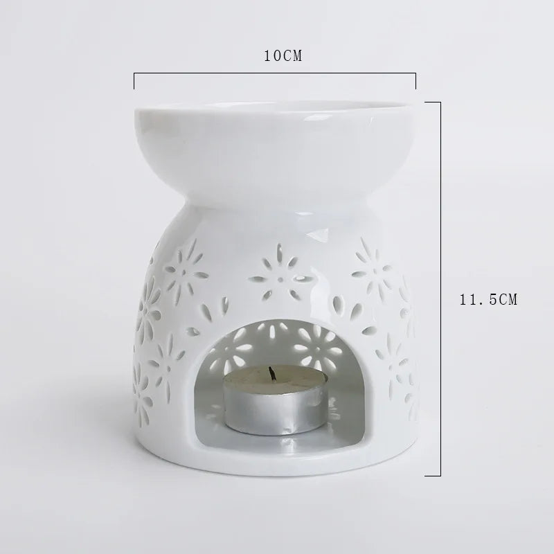 Ceramic Tealight Oil Burner & Fragrance Night Lamp - Your Ritual Hub 