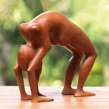 Yoga Girl Wood Carving Wooden Yoga Meditation Statue Handmade Wood Carving