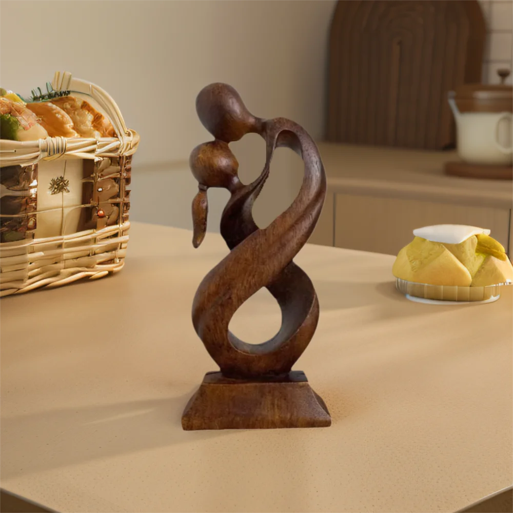 "Kiss Me" Romantische Liebesstatue, Umarmung, Harz, abstrakt, moderne Kunstskulptur, dekoratives Heim-Geschenk, 26x11 cm