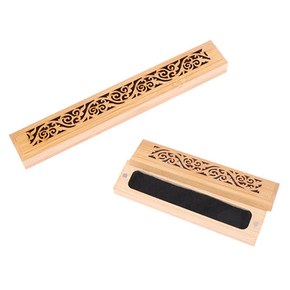 Bamboo Incense Burner Box with Ash Catcher Plate