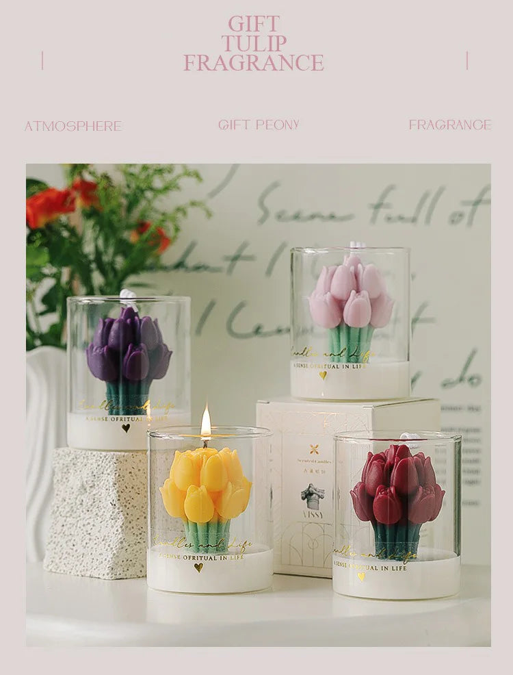 Handmade Tulip Bouquet Candle Scented Candle Aromatherapy Soy Wax Candle - Your Ritual Hub 