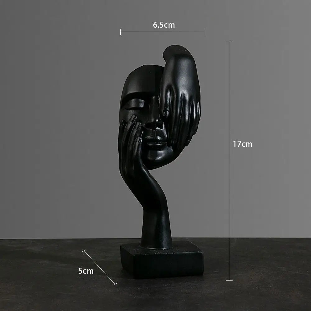 Abstract Resin Face Sculpture – Nordic Minimalist Desktop Art Statue