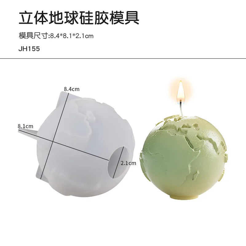 3D Earth Candle Silicone Mold Concrete Earth Plaster Mold - Your Ritual Hub 