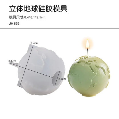 3D Earth Candle Silicone Mold Concrete Earth Plaster Mold
