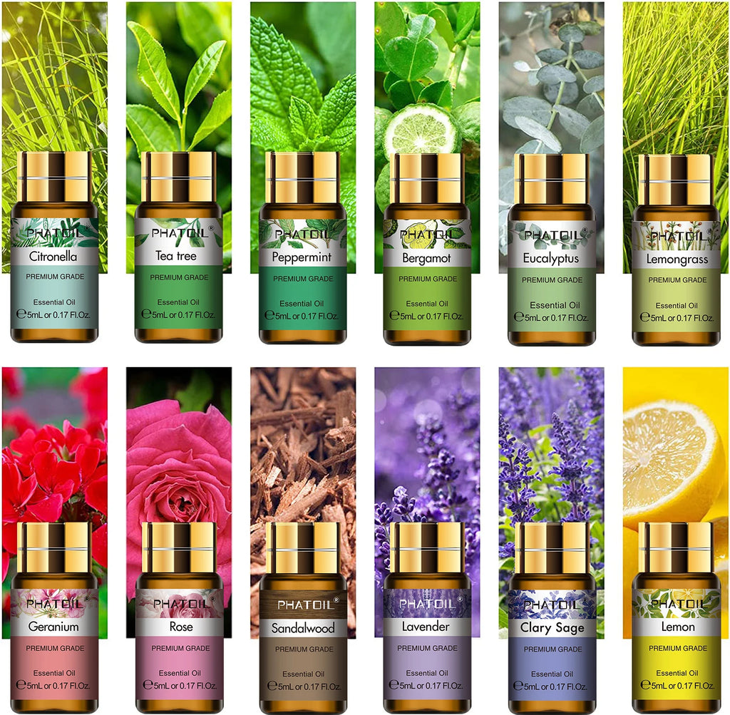 Pure Essential Oils Set – 12 Aromatherapy Oils for Diffuser, Candles & Rituals