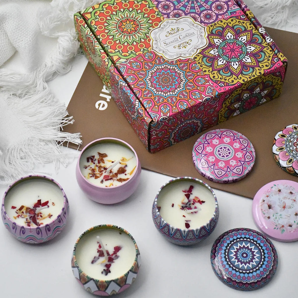 4Pcs/Box Scented Candle Set Gift Islamic Arabian Patterns Fragrance Candle Jar Smokeless - Your Ritual Hub 