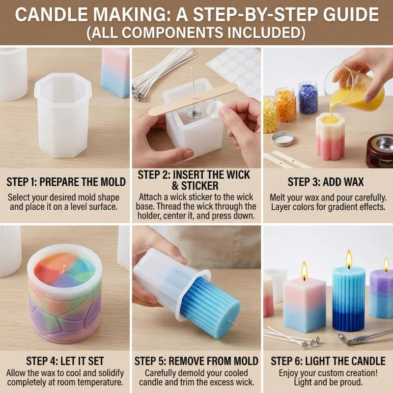 A set of four innovative silicone candle molds，Adopt3DCylindrical design - Your Ritual Hub 
