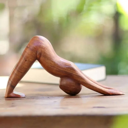Yoga Girl Wood Carving Wooden Yoga Meditation Statue Handmade Wood Carving