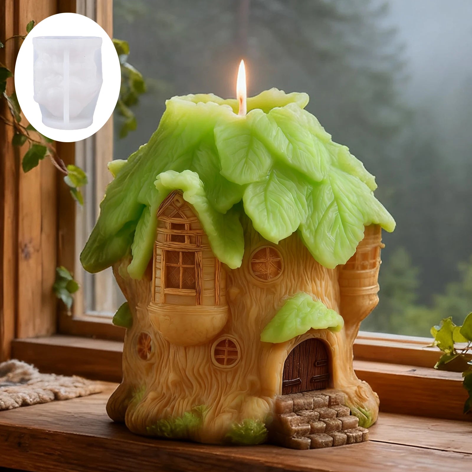 Forest-themed treehouse candle mold, 3D treehouse craft, homemade fairytale - Your Ritual Hub 
