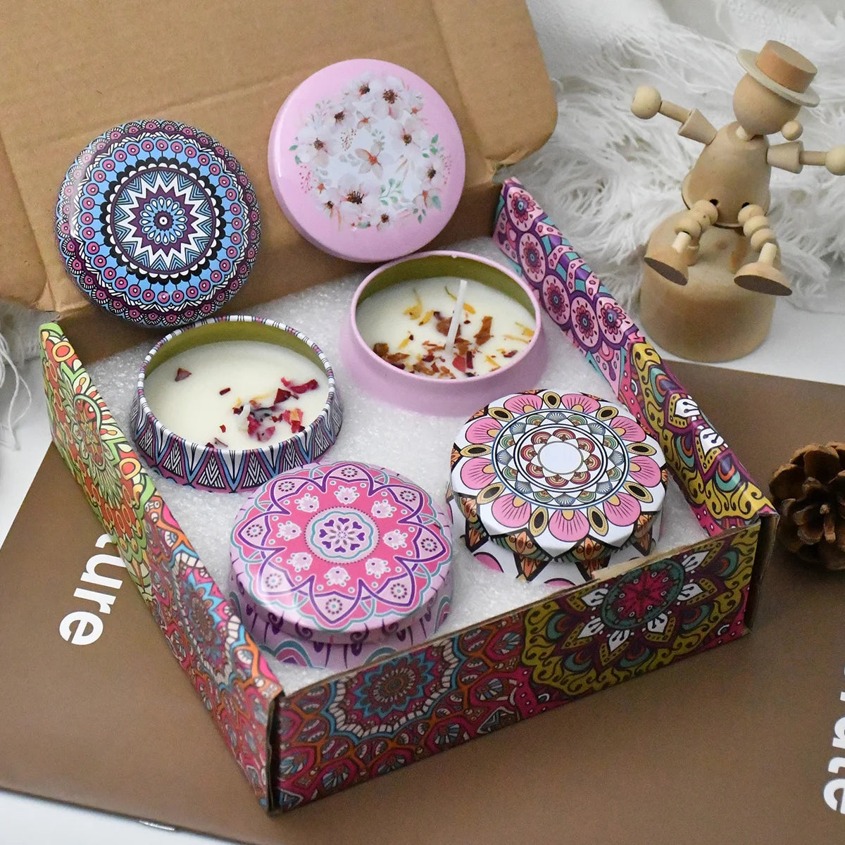 4Pcs/Box Scented Candle Set Gift Islamic Arabian Patterns Fragrance Candle Jar Smokeless - Your Ritual Hub 