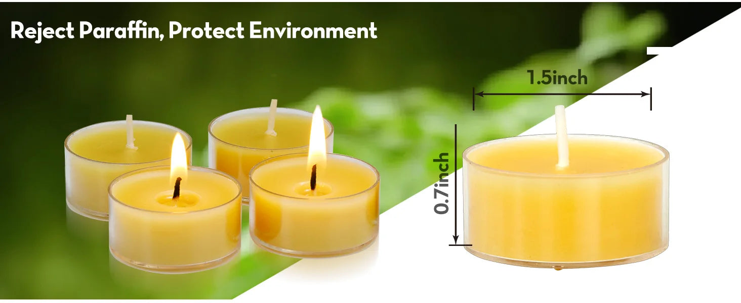 50-100Pcs Beeswax Tea Light Candles Smokeless Eco-Friendly Candles Xmas Tealight for Wedding Favor Candles 4 Hour Clean Burning - Your Ritual Hub 