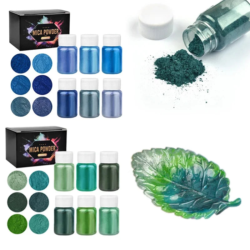 6-Colour Pearlescent Mica Powder Set for DIY Crafts