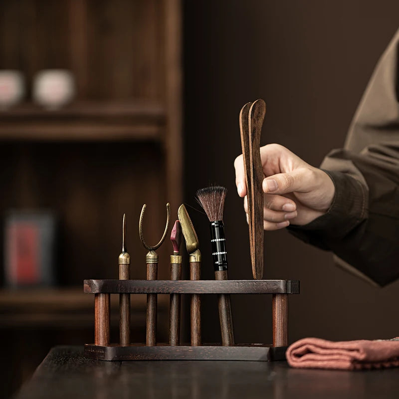 Solid Wood Kung Fu Tea Ceremony Six Gentlemen Set