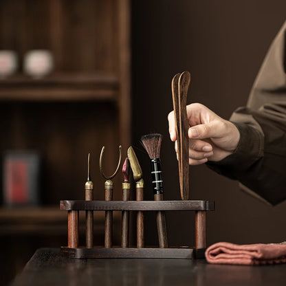 Solid Wood Kung Fu Tea Ceremony Six Gentlemen Set
