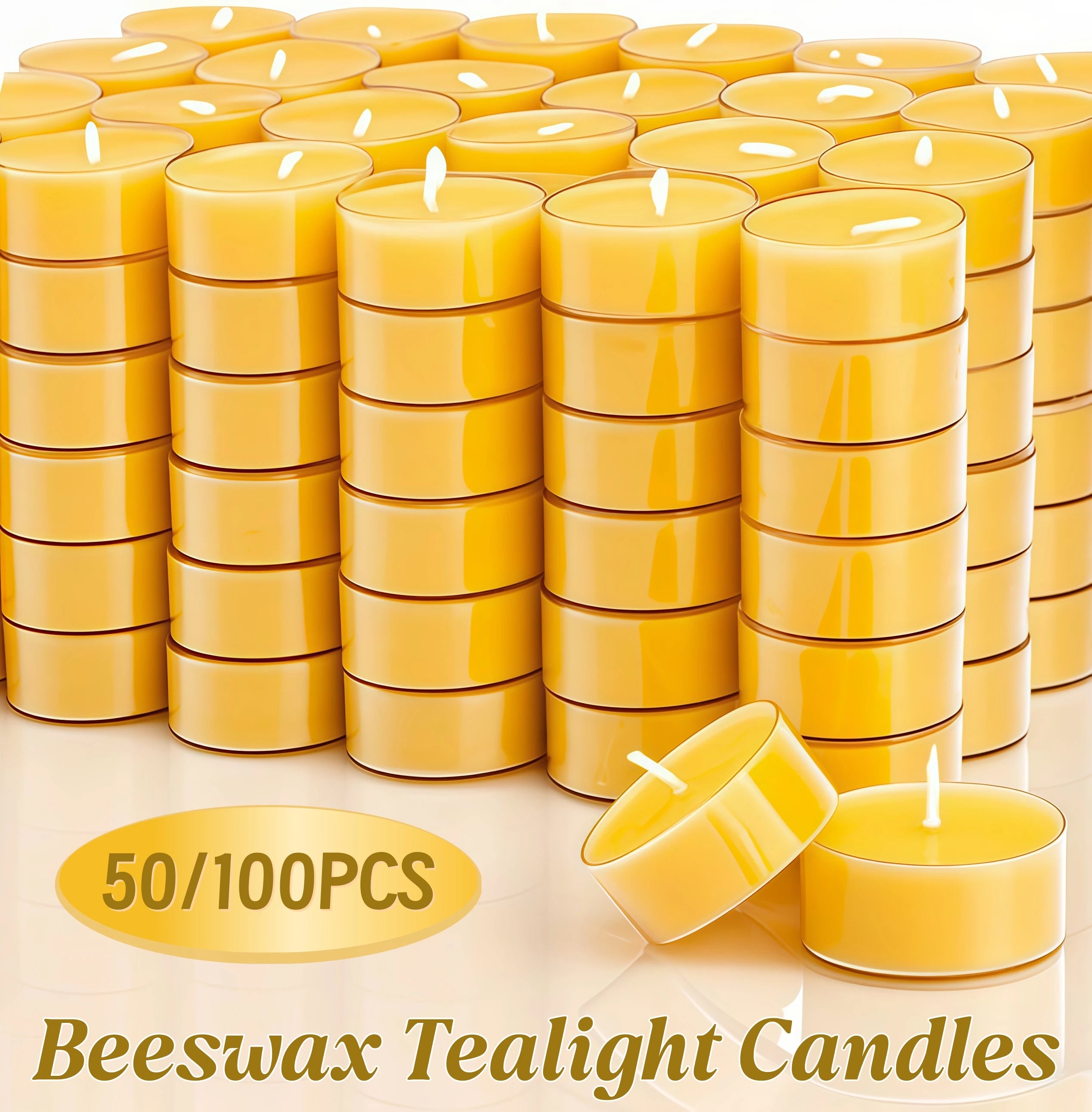 50-100Pcs Beeswax Tea Light Candles Smokeless Eco-Friendly Candles Xmas Tealight for Wedding Favor Candles 4 Hour Clean Burning - Your Ritual Hub 