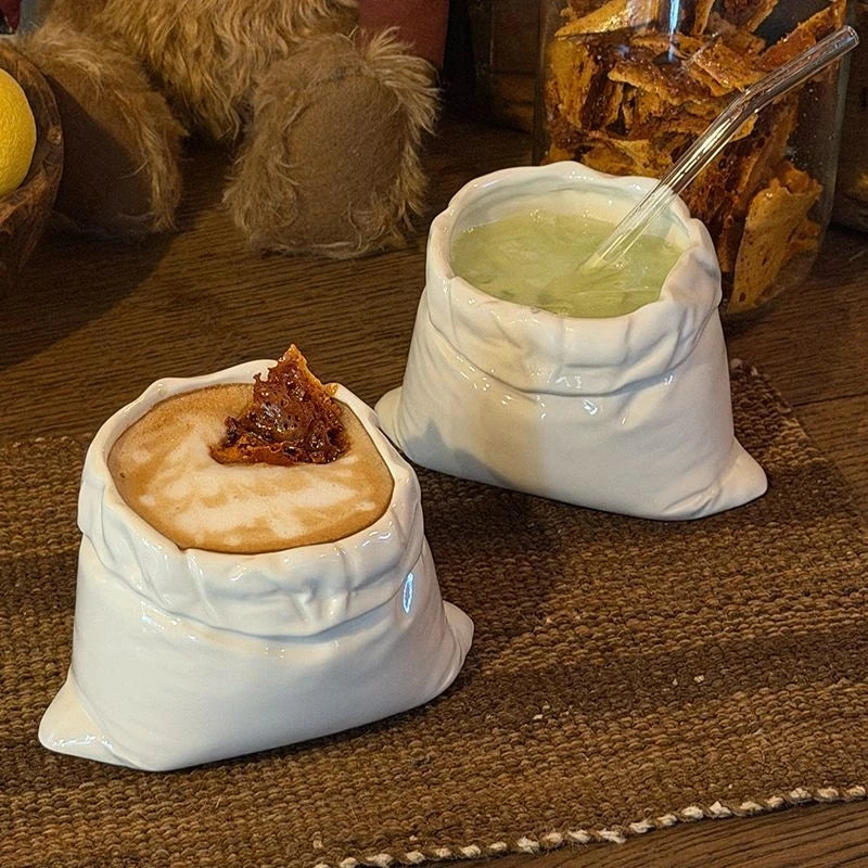 Burlap & Ceramic Coffee Mugs: Eccentric Handmade Cups, Unique Shapes & Niche Aesthetic