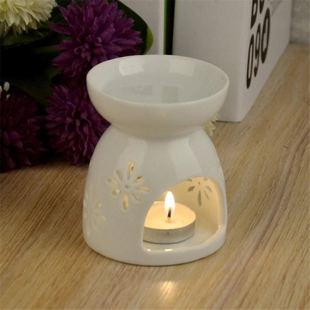 Ceramic Tealight Oil Burner & Fragrance Night Lamp - Your Ritual Hub 